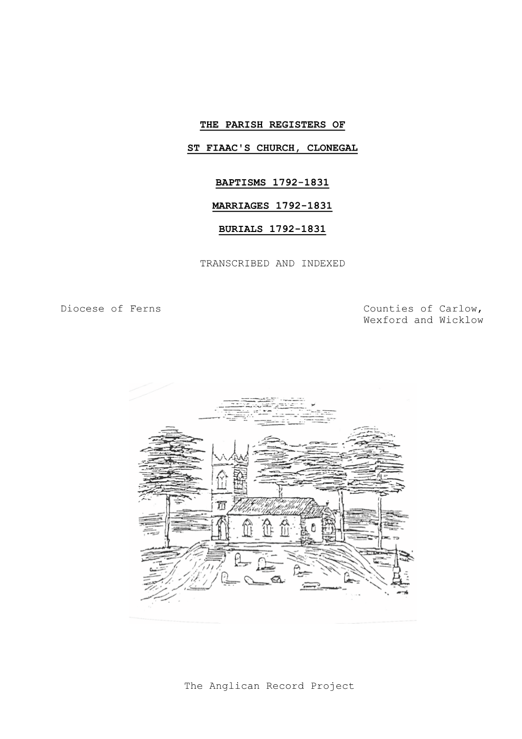 Parish Registers of St Fiaac's Church, Clonegal