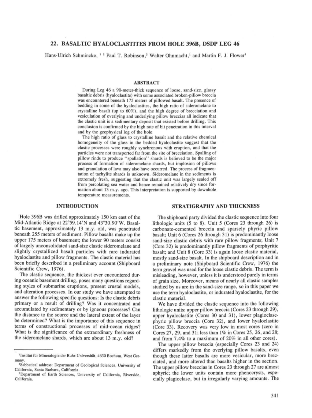 22. Basaltic Hyaloclastites from Hole 396B, Dsdp Leg 46