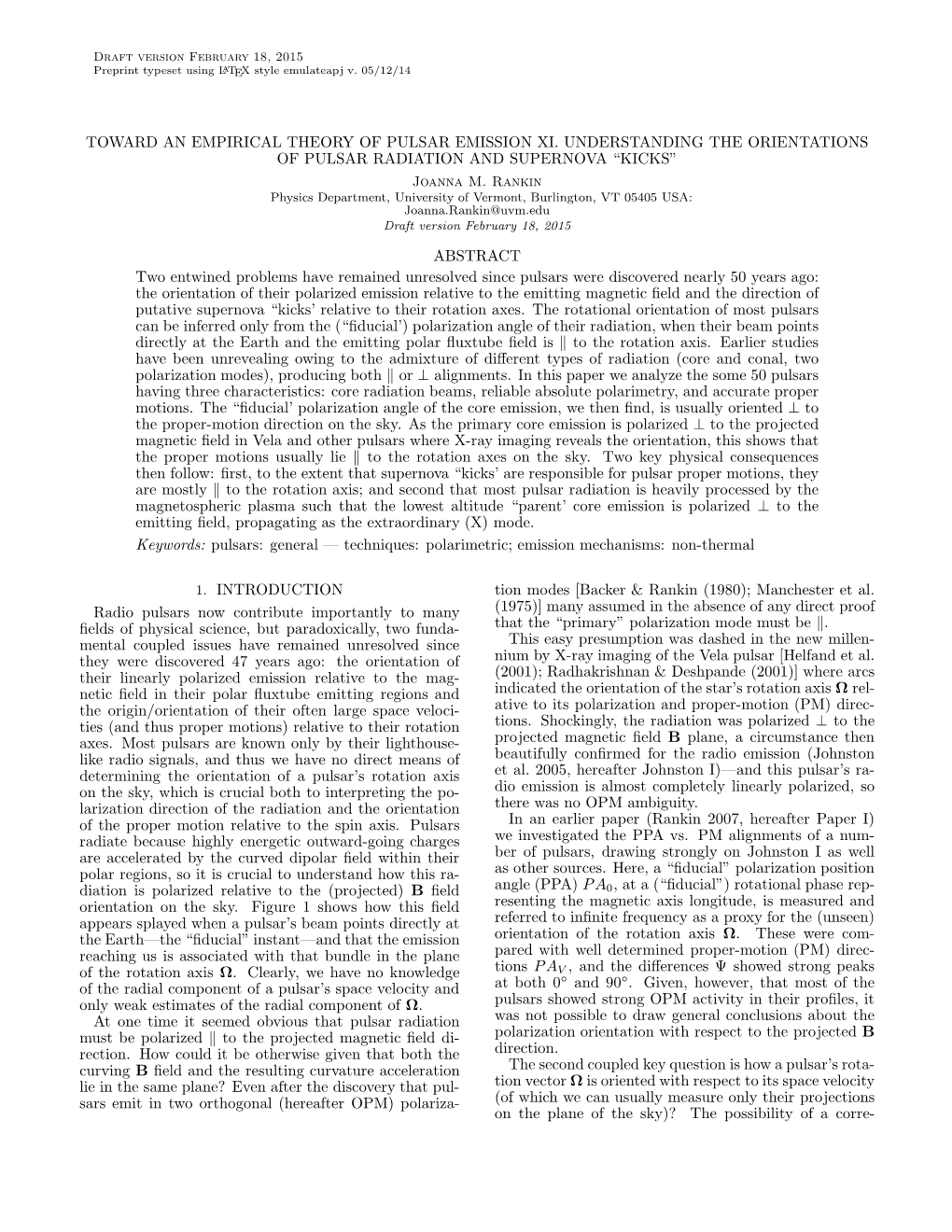 Toward an Empirical Theory of Pulsar Emission Xi