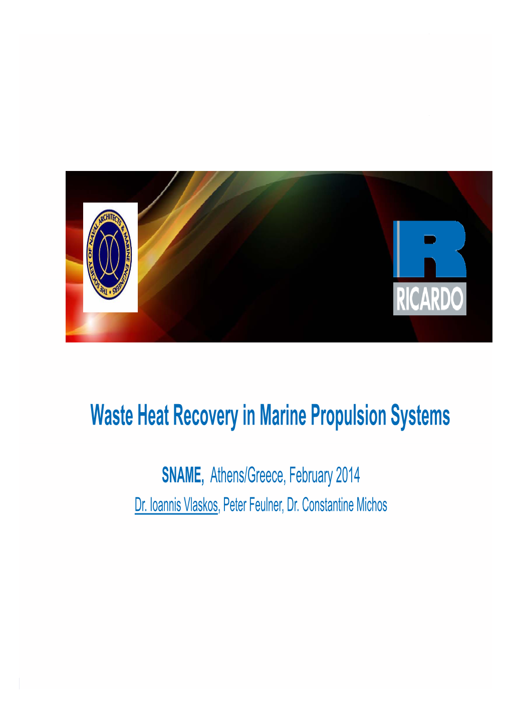 Waste Heat Recovery in Marine Propulsion Systems