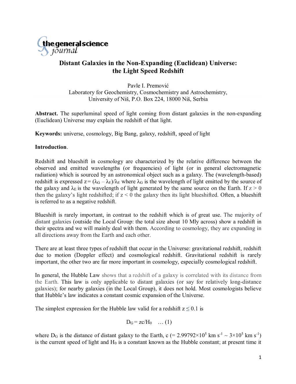 Distant Galaxies in the Non-Expanding (Euclidean) Universe: the Light Speed Redshift