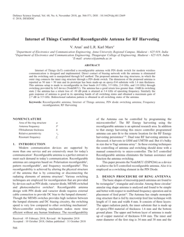 Internet of Things Controlled Reconfigurable Antenna for RF Harvesting