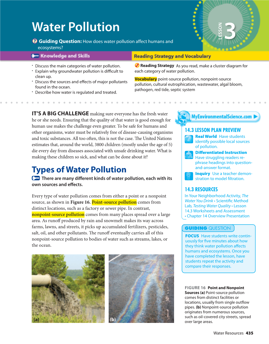 Water Pollution Guiding Question: How Does Water Pollution Affect Humans and LESSON 3 Ecosystems?