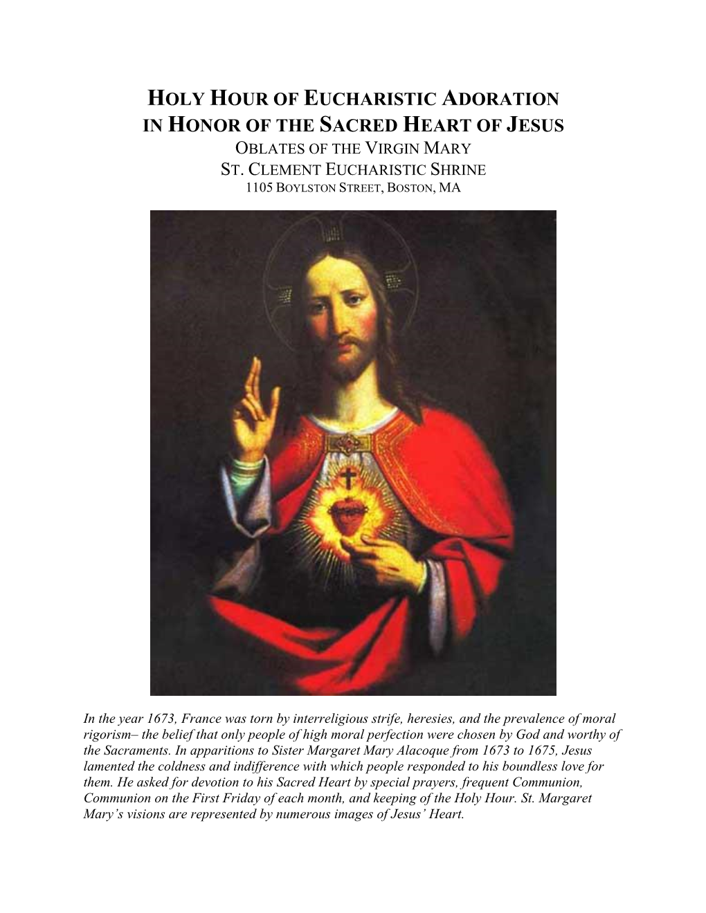 Holy Hour of Eucharistic Adoration – Sacred Heart