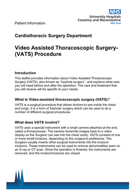 Video Assisted Thoracoscopic Surgery- (VATS) Procedure