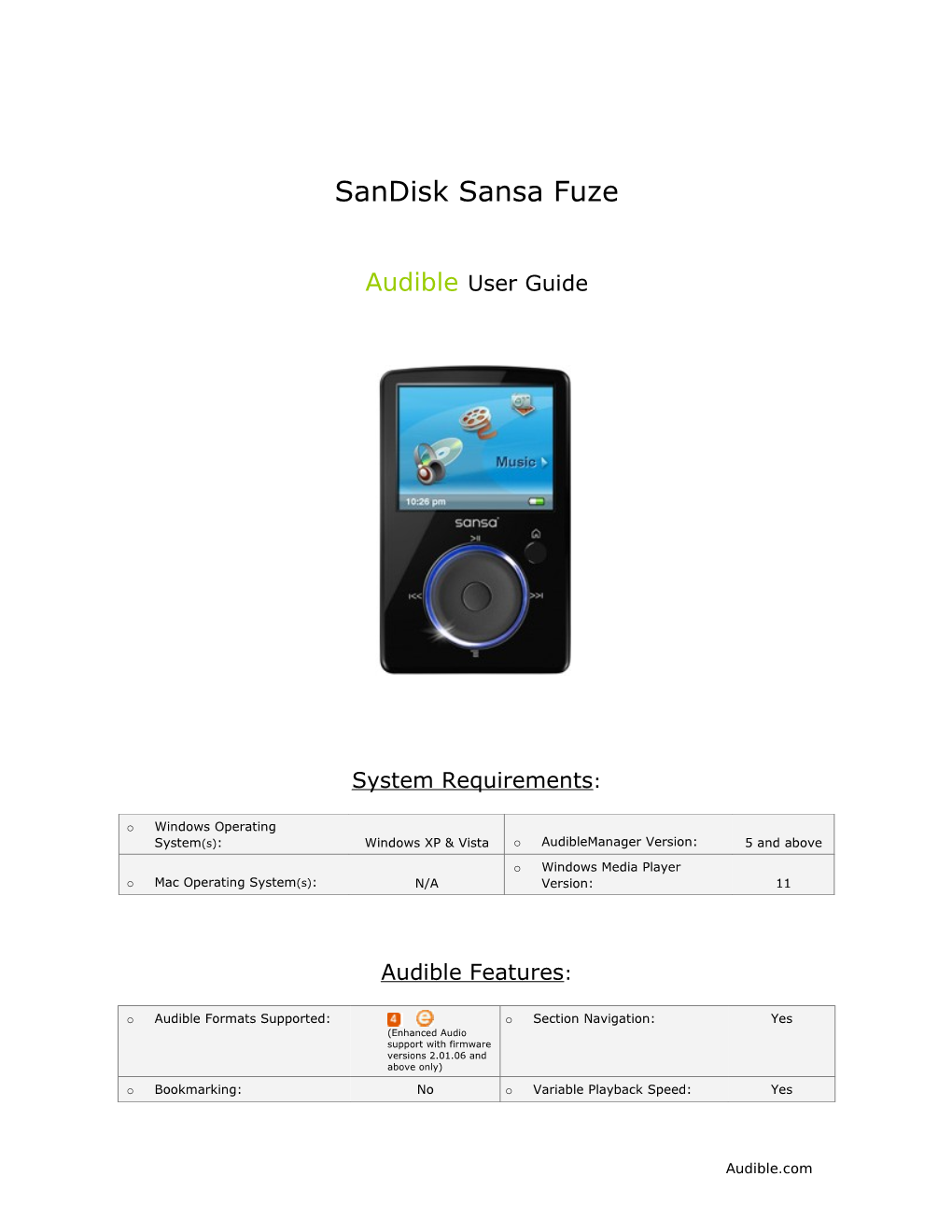 Sandisk Sansa Fuze