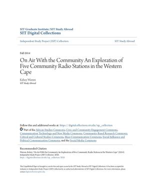 On Air with the Community an Exploration of Five Community Radio Stations in the Western Cape Kelsey Warren SIT Study Abroad