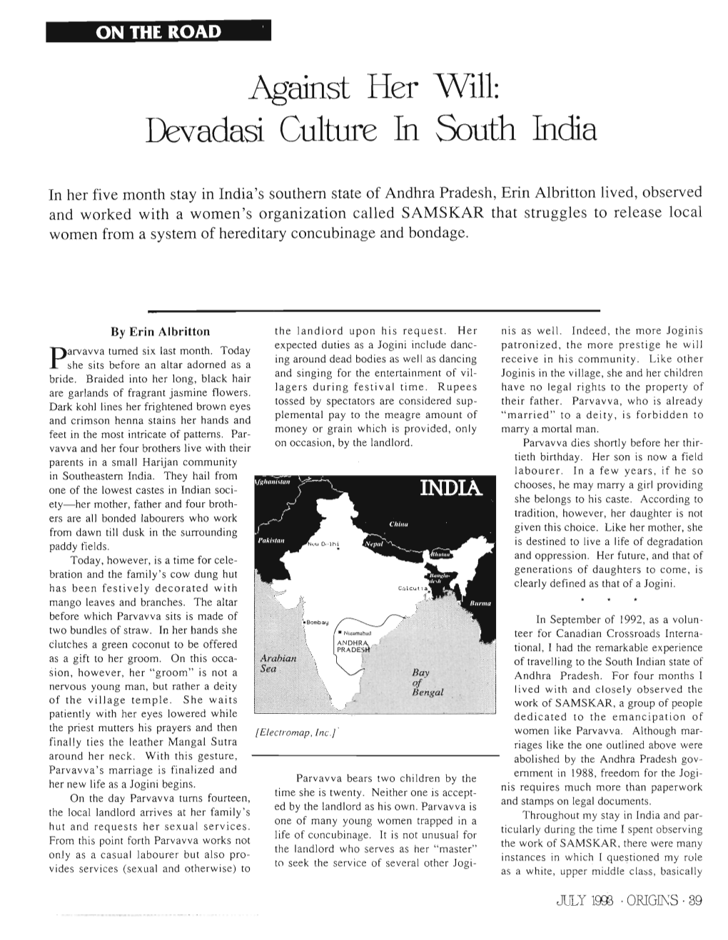 Devadasi Culture in South India