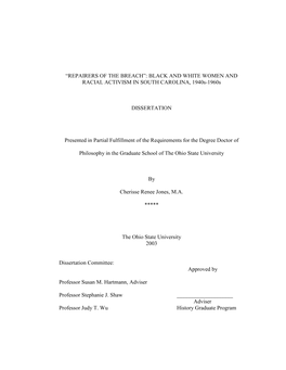 BLACK and WHITE WOMEN and RACIAL ACTIVISM in SOUTH CAROLINA, 1940S-1960S