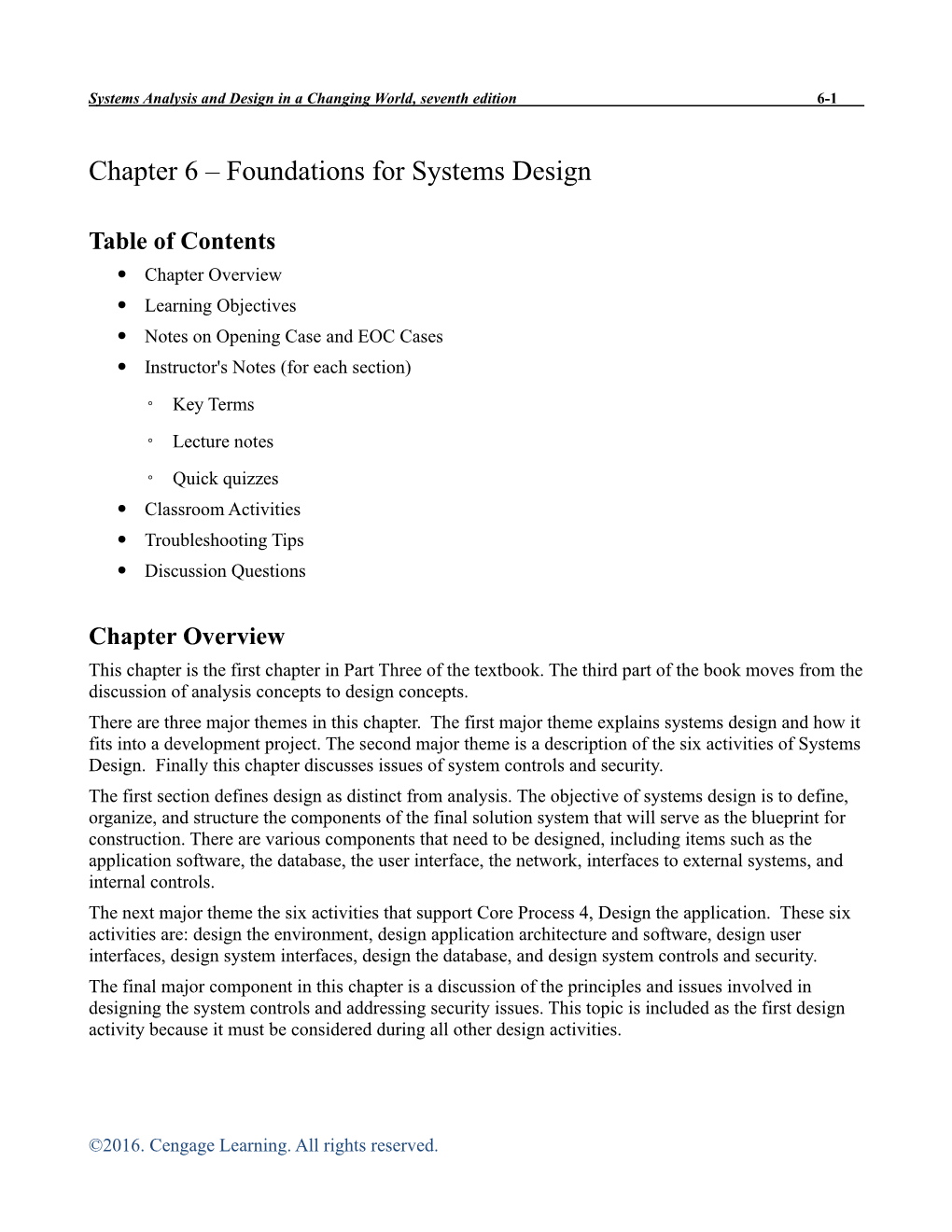 Chapter 6 – Foundations for Systems Design