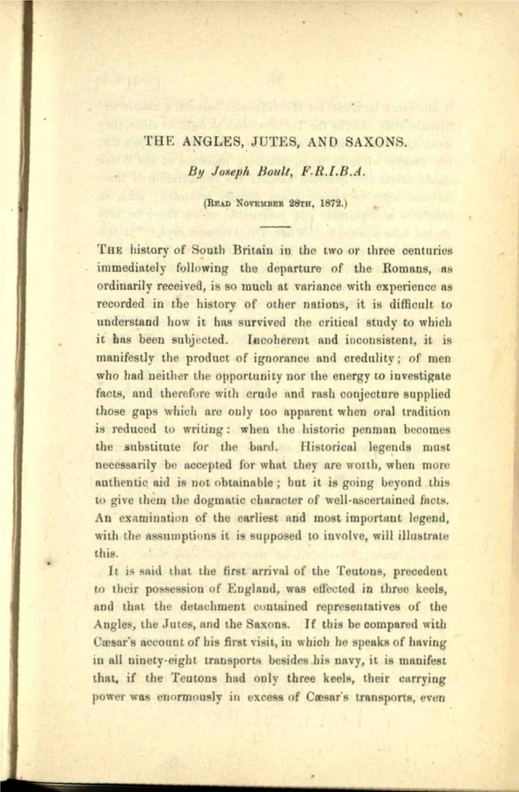 THE ANGLES, JUTES, and SAXONS. by Jomfh Tioult, B'.R.L.B.A