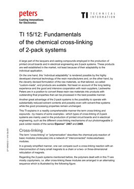 Fundamentals of the Chemical Cross-Linking of 2-Pack Systems