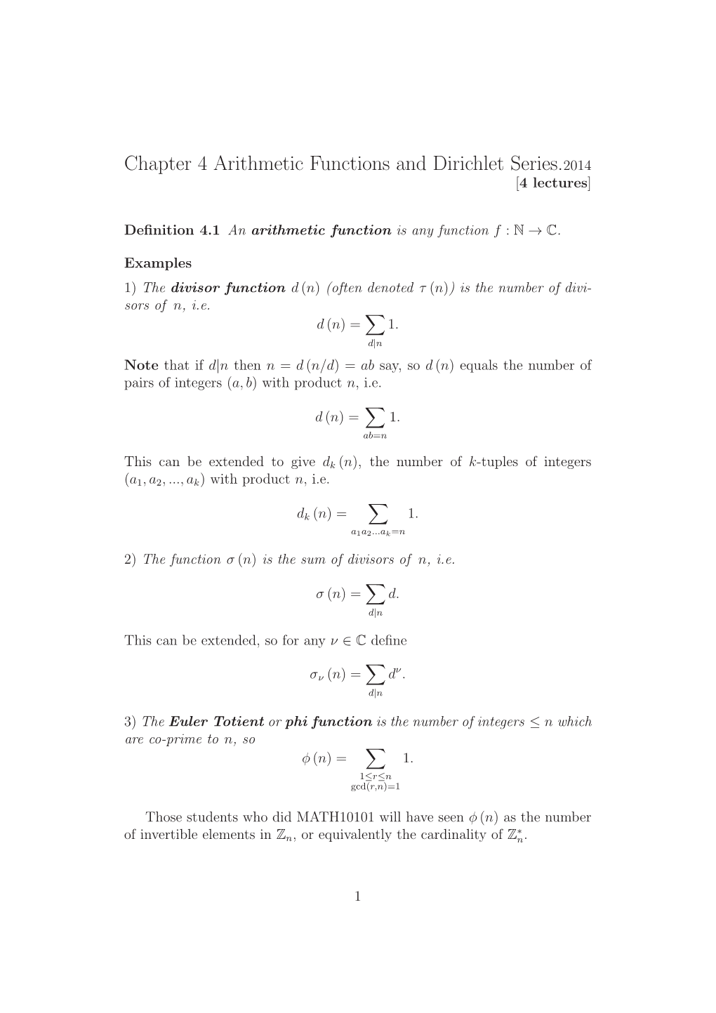 Chapter 4 Arithmetic Functions and Dirichlet Series.2014