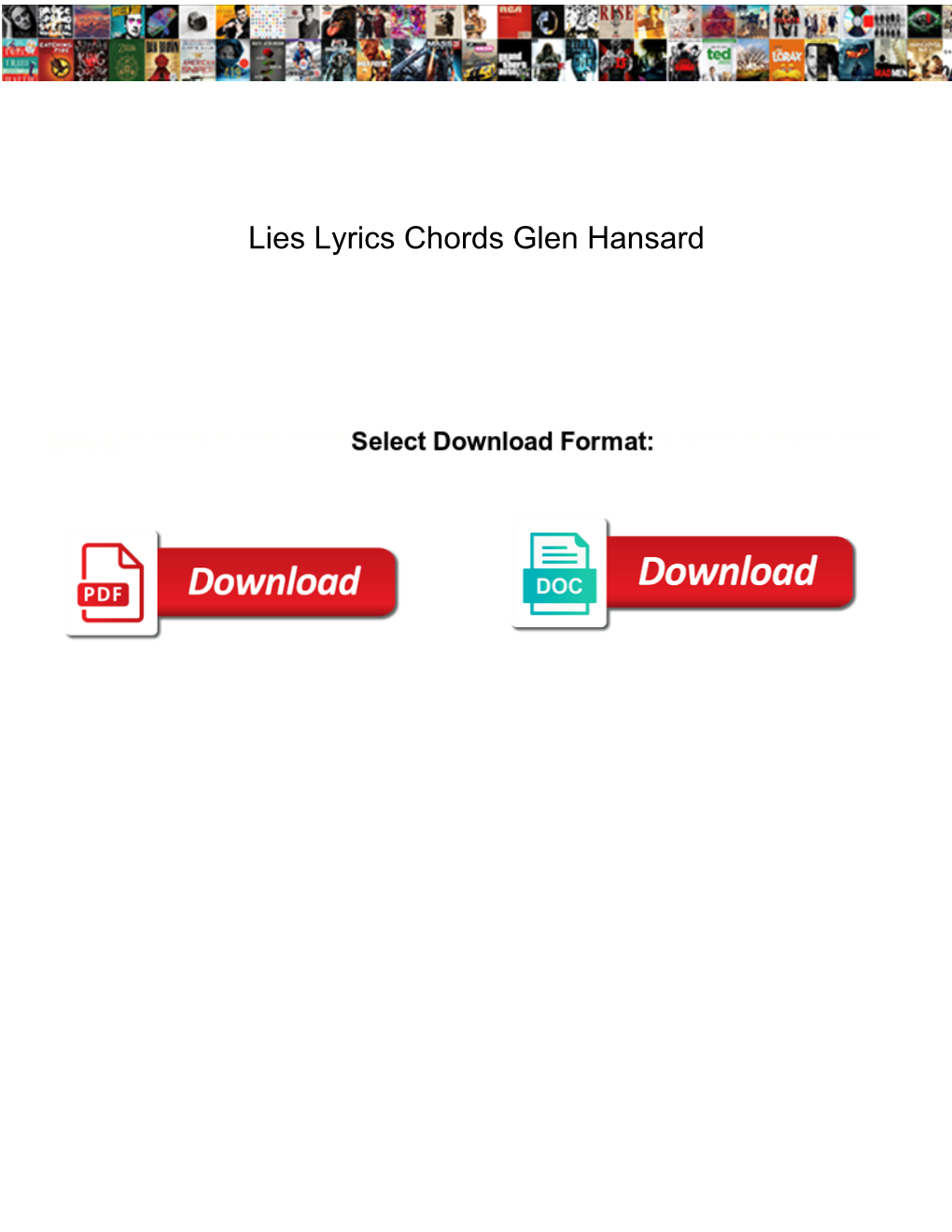Lies Lyrics Chords Glen Hansard