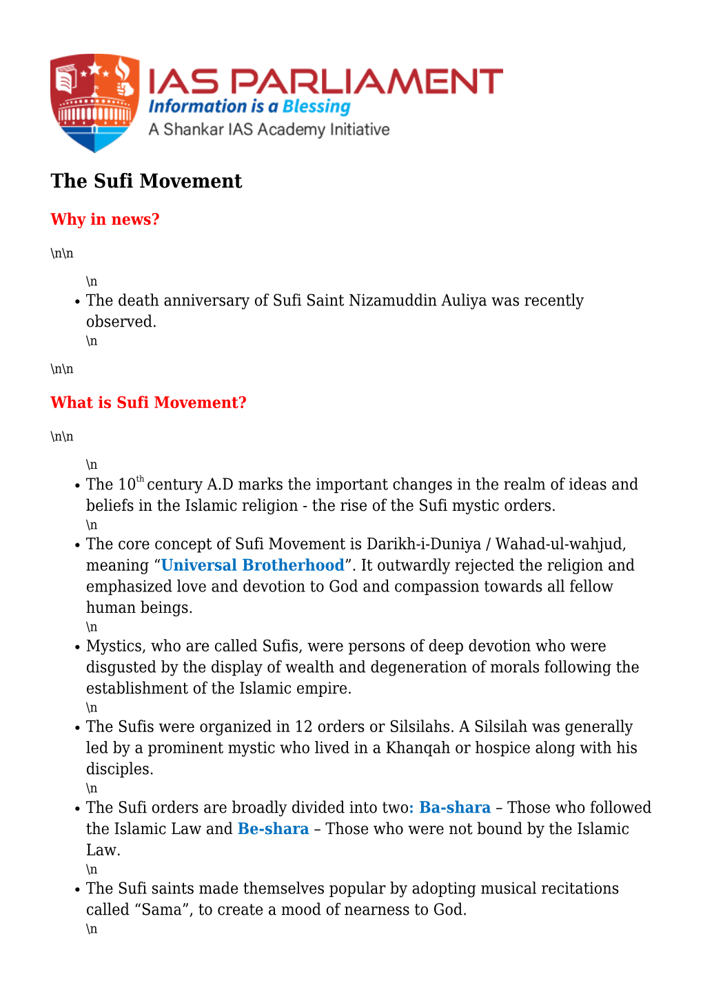 The Sufi Movement