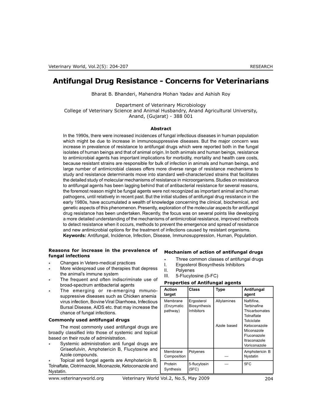 Antifungal Drug Resistance - Concerns for Veterinarians