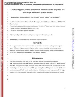 Overlapping Genes Produce Proteins with Unusual Sequence Properties And