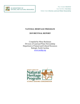 NATURAL HERITAGE PROGRAM 2019 BIENNIAL REPORT Compiled