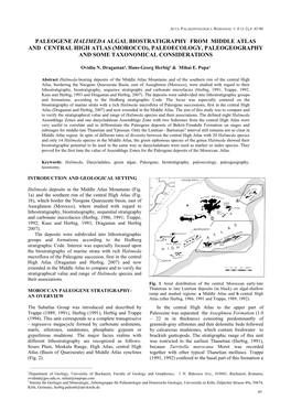 Paleogene Halimeda Algal Biostratigraphy from Middle Atlas and Central High Atlas (Morocco), Paleoecology, Paleogeography and Some Taxonomical Considerations