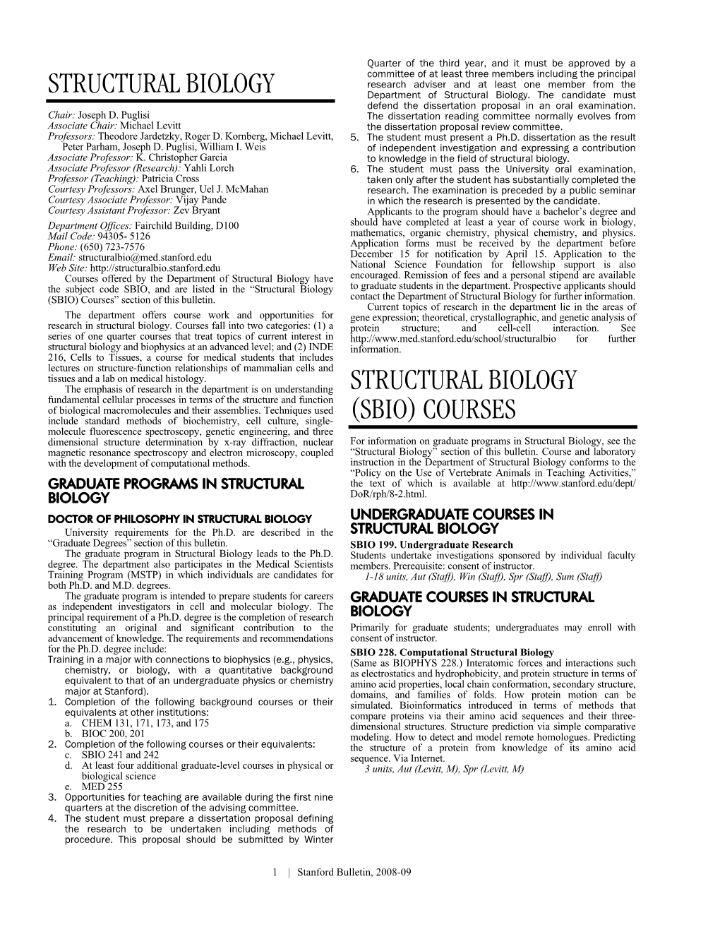 STRUCTURAL BIOLOGY Department of Structural Biology