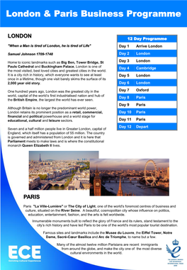 London & Paris Business Programme
