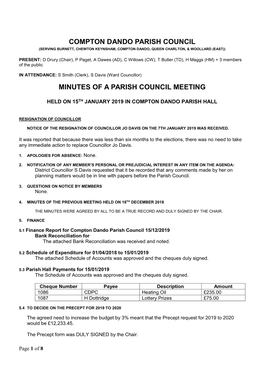 Compton Dando Parish Council Minutes of a Parish Council Meeting