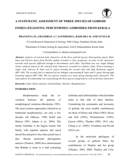 A Systematic Assessment of Three Species of Gobioid