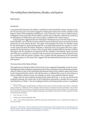 The Antikythera Mechanism, Rhodes, and Epeiros