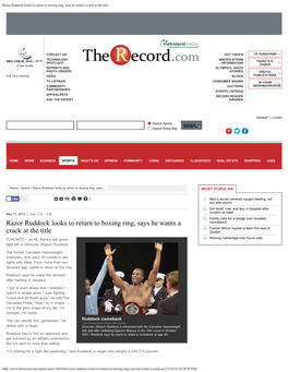 Razor Ruddock Looks to Return to Boxing Ring, Says He Wants a Crack at the Title