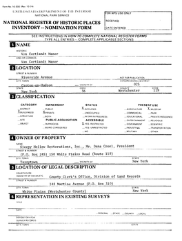National Register of Historic Places Inventory -- Nomination Form Name Location