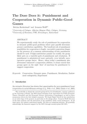 Punishment and Cooperation in Dynamic Public-Good Games