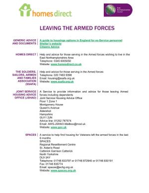 Leaving the Armed Forces