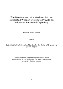The Development of a Warhead Into an Integrated Weapon System to Provide an Advanced Battlefield Capability