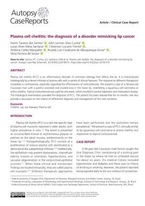 Plasma Cell Cheilitis: the Diagnosis of a Disorder Mimicking Lip Cancer