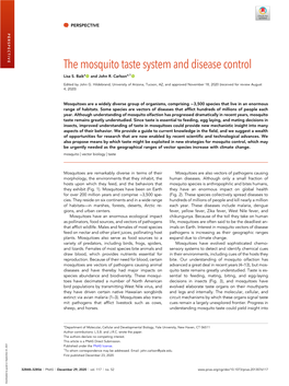 The Mosquito Taste System and Disease Control