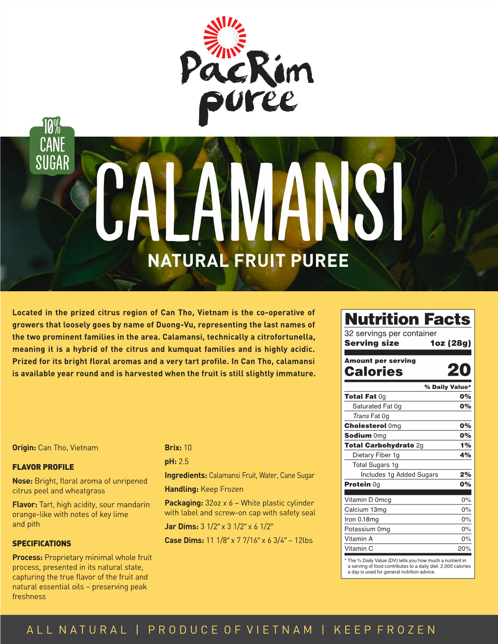 Calamansi Puree Spec Sheet