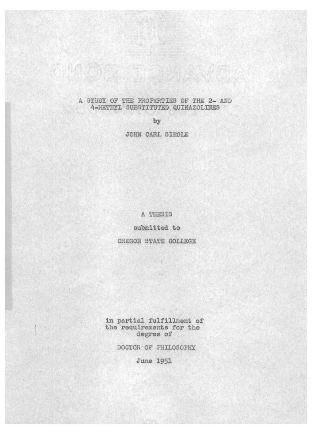 A Study of the Properties of the 2-And 4-Methyl Substituted Quinazolines