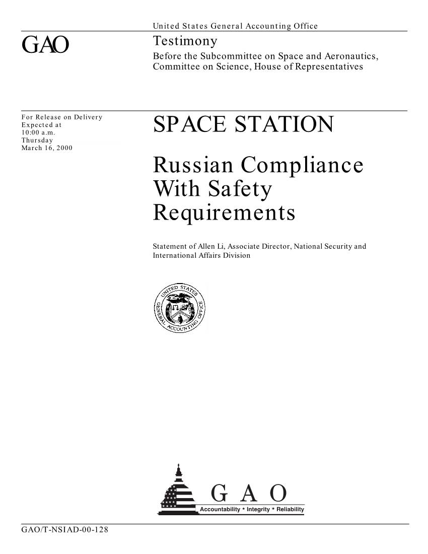 SPACE STATION Russian Compliance with Safety