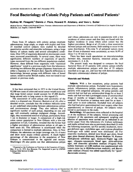 Fecal Bacteriology of Colonic Polyp Patients and Control Patients'