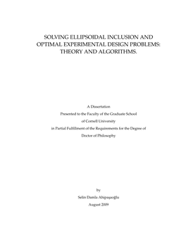 Solving Ellipsoidal Inclusion and Optimal Experimental Design Problems: Theory and Algorithms