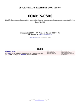 Ishares TRUST (Form: N-CSRS, Filing Date: 04/09/2009)