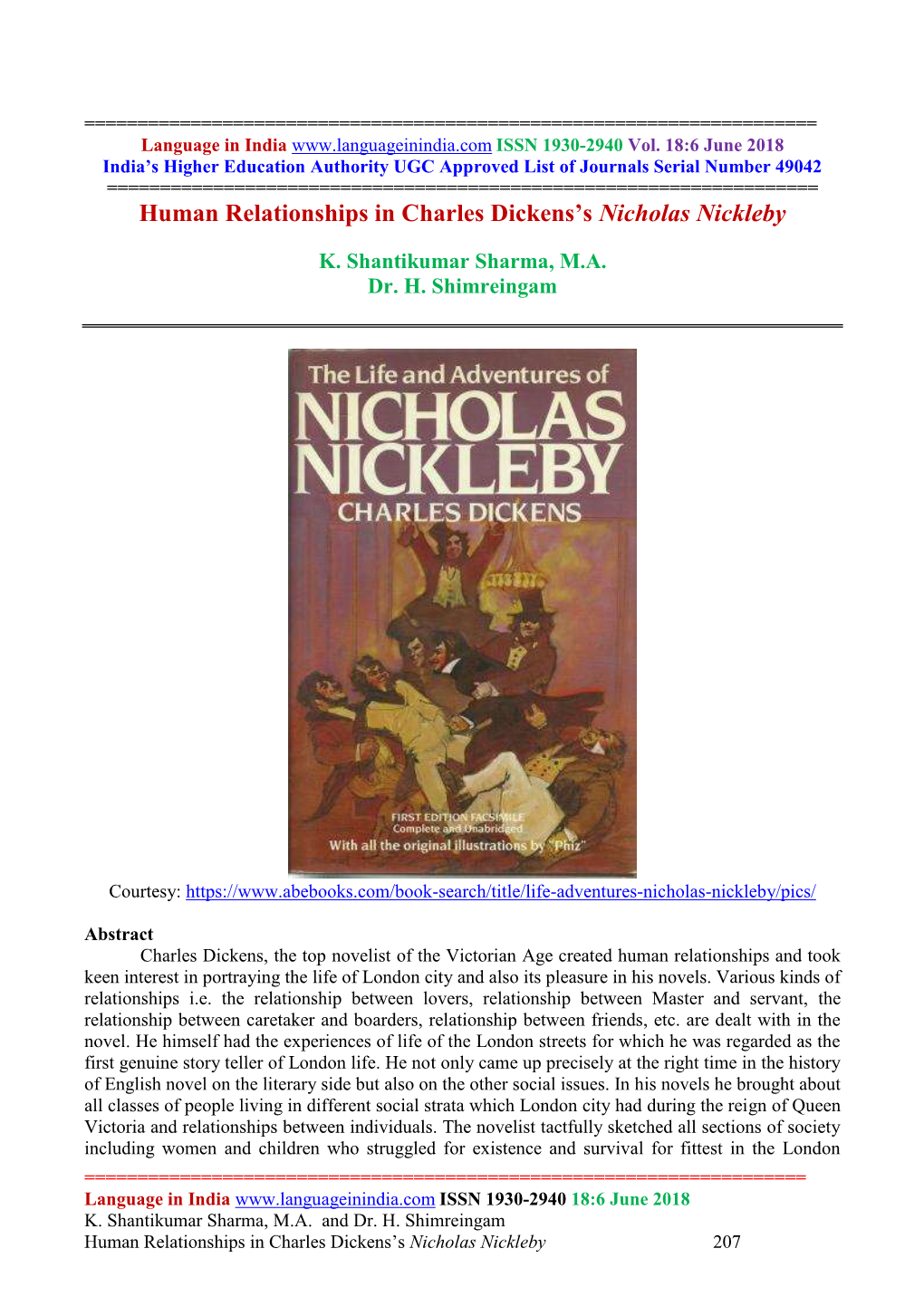 Human Relationships in Charles Dickens's Nicholas Nickleby