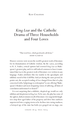 King Lear and the Catholic Drama of Three Households and Four Loves