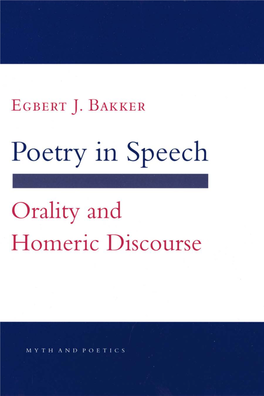 POETRY in SPEECH a Volume in the Series