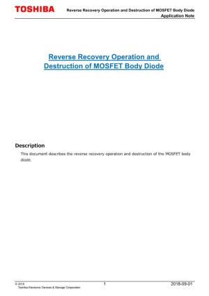 Reverse Recovery Operation and Destruction of MOSFET Body Diode Application Note