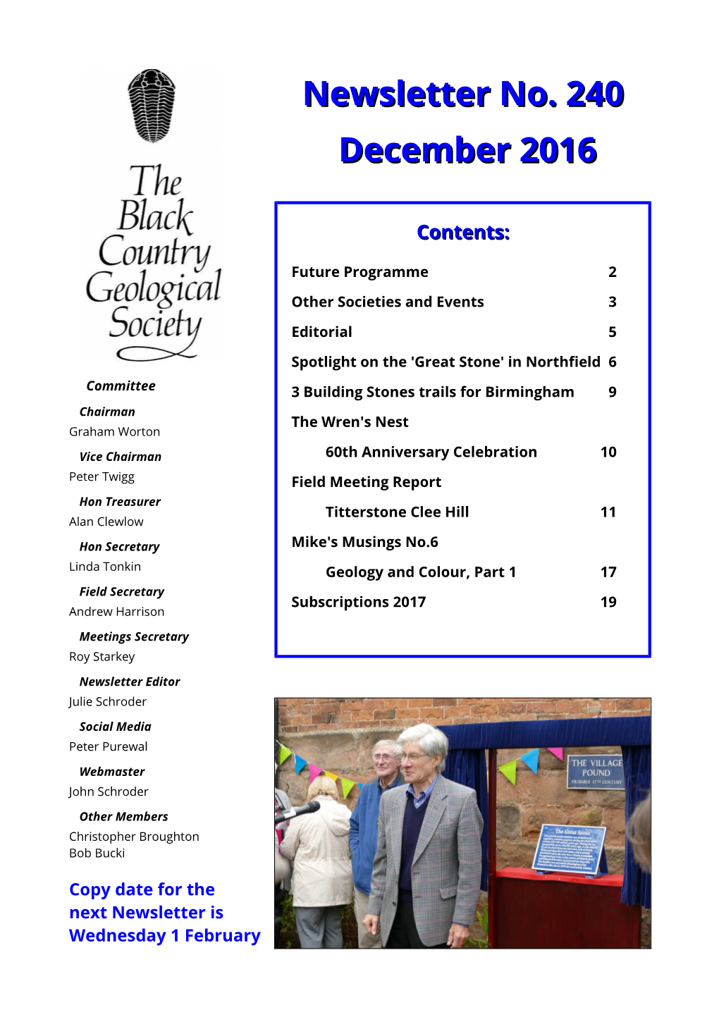 Newsletter No. 240 December 2016