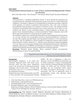 Case Report Non-Gestational Choriocarcinoma As a Cause Of