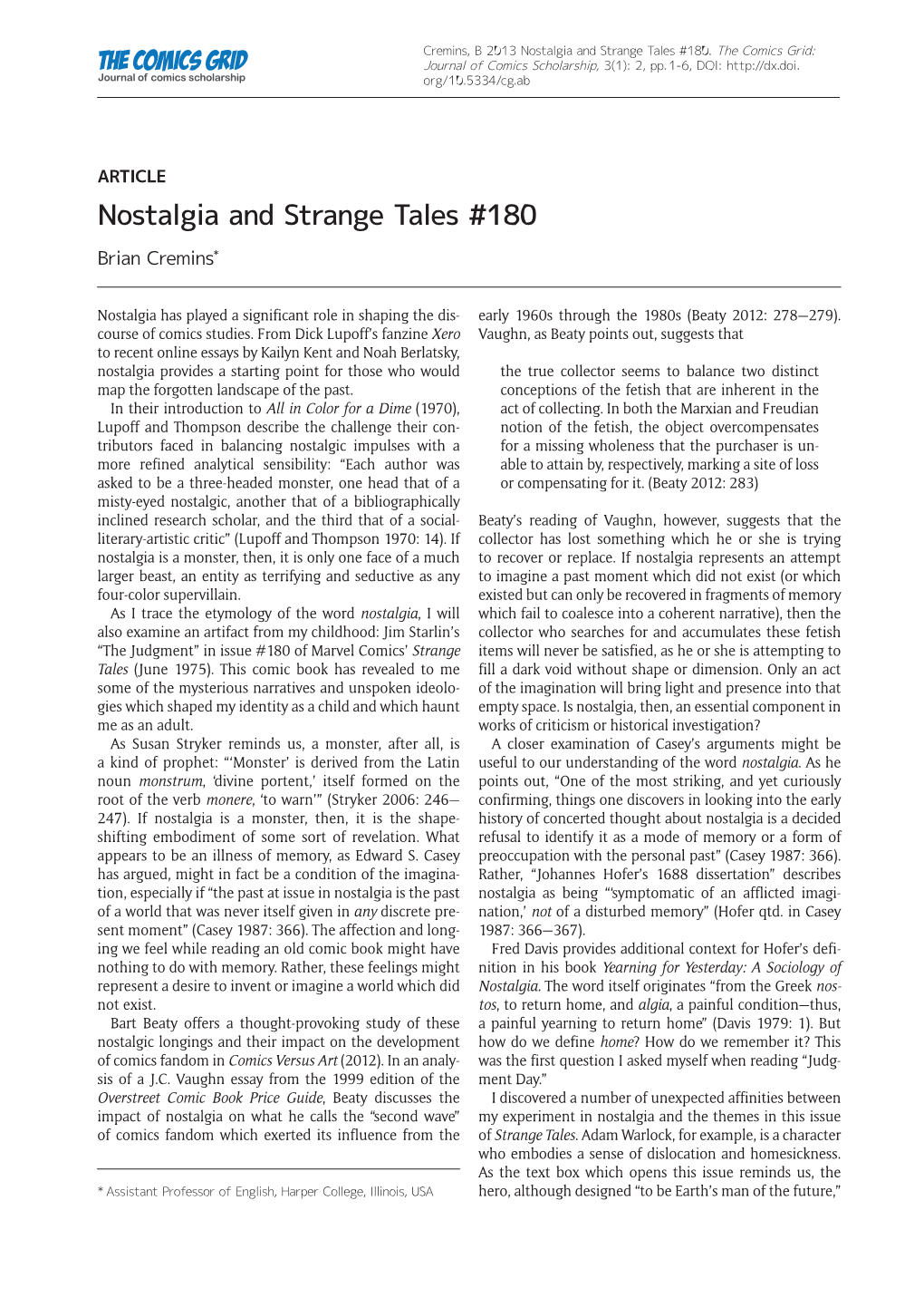 Nostalgia and Strange Tales #180