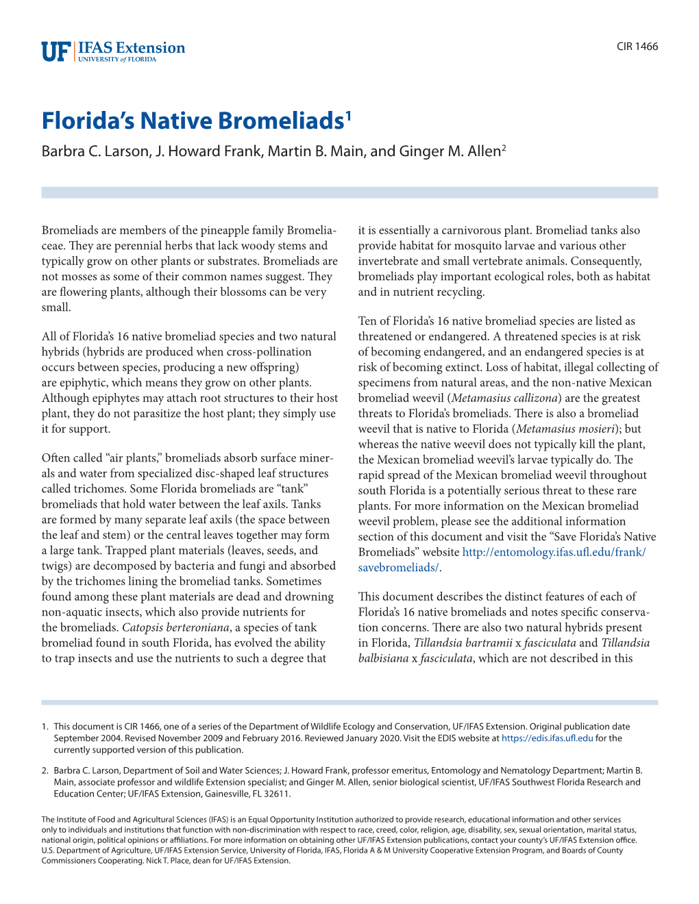 Florida's Native Bromeliads1