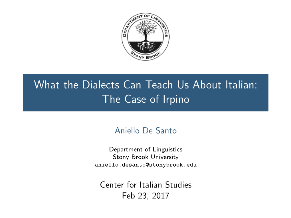 What the Dialects Can Teach Us About Italian: the Case of Irpino